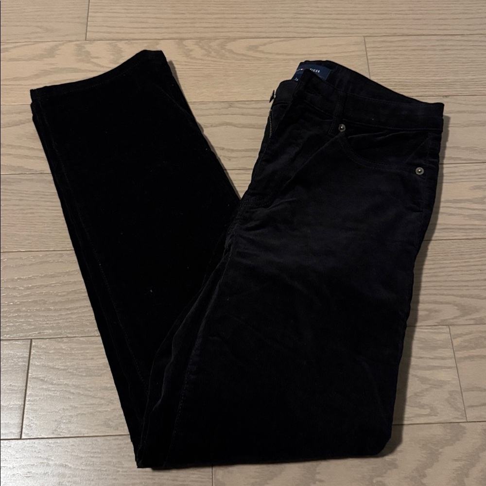 Size 6 TOMMY HILFIGER STRAIGHT-LEG CORDUROY PANTS - Black - Picture 6 of 6